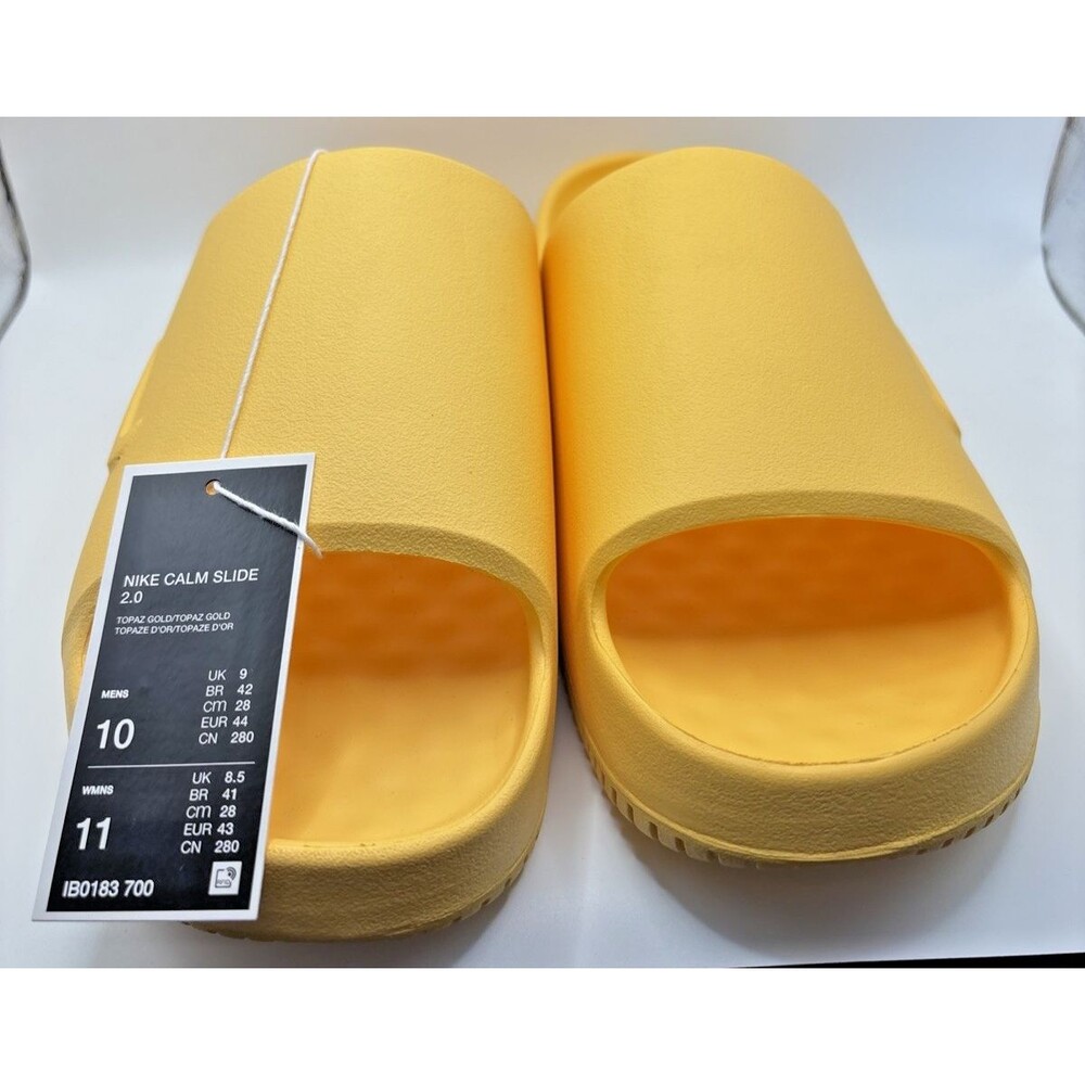 Nike Calm Slide 2.0 Mens Topaz Gold Slides Size 10 Yellow Sandal IB0183-700 NIB
